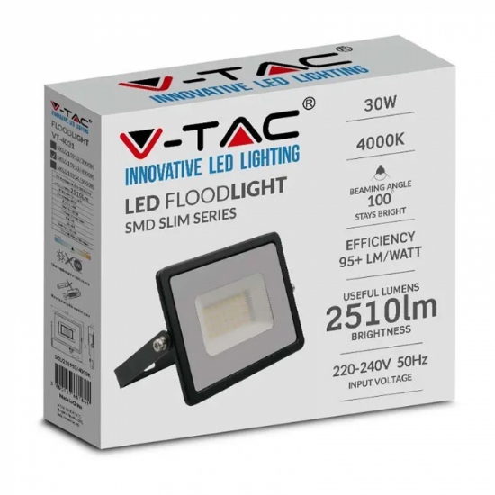Imagine Reflector LED SMD 30W 4000K IP65 - Negru