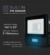 Imagine Proiector LED V-TAC cu senzor, 50W, cip Samsung SMD, Slim, lumină rece, 5 ani garanție