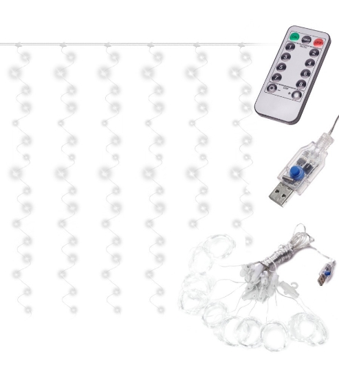 Imagine Instalatie luminoasa perdea, interconectabila, conectare 230V, TELECOMANDA, 300 LED-uri, 3M3M, 8 moduri,LUM121