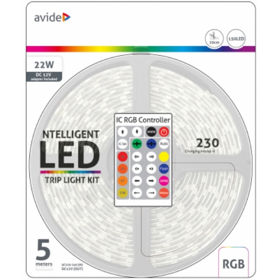 Imagine Bandă LED 12V 22W SMD5050 30LED Adresabilă IC RGB IP65 5m cu Telecomandă