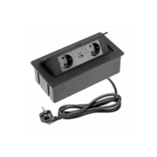Imagine Priză încorporabilă Avaro 1xSchuko 2xUSB A+C 1.5m negru