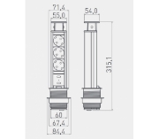 Imagine Priză încorporabilă în blat GTV AE-PBSUC2GS-10, 2 prize Schuko, 2 porturi USB 2.1A, cablu 1.5m, alb mat