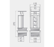 Imagine Priză încorporabilă în blat GTV AE-PBSUC2GS-10, 2 prize Schuko, 2 porturi USB 2.1A, cablu 1.5m, alb mat