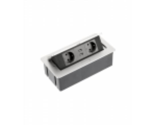 Imagine Priză încorporabilă în blat GTV AE-PBSUC2GS-10, 2 prize Schuko, 2 porturi USB 2.1A, cablu 1.5m, alb mat