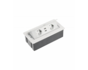 Imagine Priză încorporabilă în blat GTV AE-PBSUC2GS-10, 2 prize Schuko, 2 porturi USB 2.1A, cablu 1.5m, alb mat