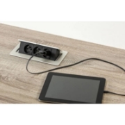 Imagine Priză încorporabilă GTV SOFT, 3xSchuko, cablu 1,5m, alb