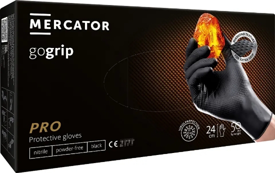 Imagine Mănuși nitril GOGRIP negre, L, 50 buc