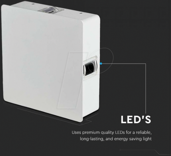Imagine Aplica VTAC NEW Led 4W 3000K IP65 pătrată albă