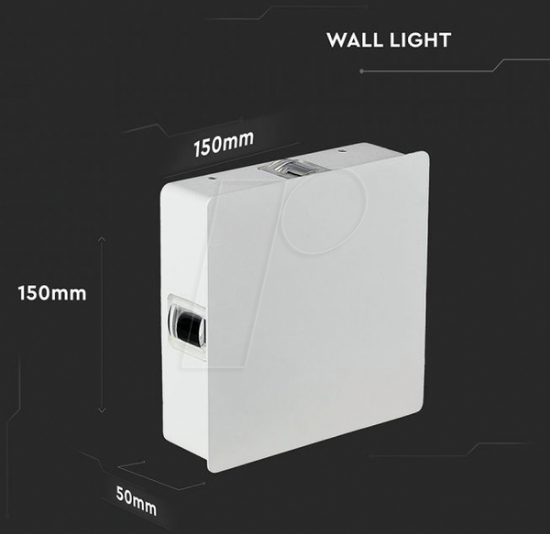 Imagine Aplica VTAC NEW Led 4W 3000K IP65 pătrată albă
