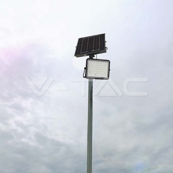 Imagine Proiector LED V-TAC 15W 1200lm Lumină Rece cu Panou Solar Negru IP65 Cablu 3m