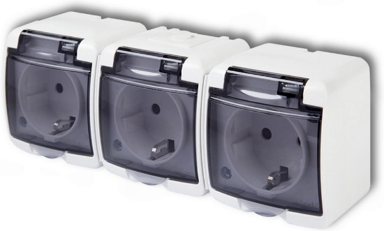 Imagine Priză de perete Aquastar cu capac transparent, 3 locuri