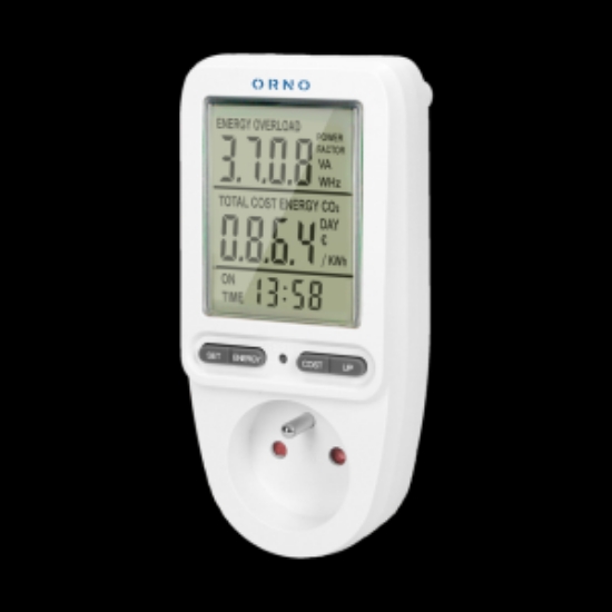 Imagine Priză cu contor consum curent/energie ORNO OR-WAT-435(GS), afișaj digital, 16A, 3680W