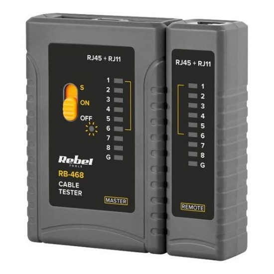 Imagine Tester cablu RJ11 RJ12 RJ45 Rebel MIE-RB-468