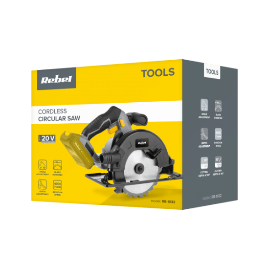 Imagine Fierăstrău circular de mână REBEL, 20V, fără acumulator