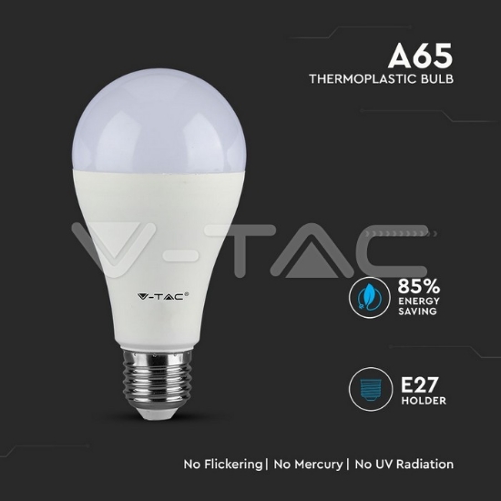 Imagine Bec LED V-TAC cu Chip Samsung A65 E27 15W 4000K