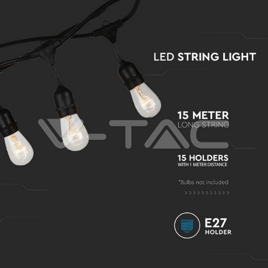 Imagine Șir de iluminat exterior V-TAC VT-713, 15xE27, 15m, IP65