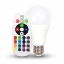 Imagine Bec LED V-TAC A60 E27 6W RGB cu telecomandă