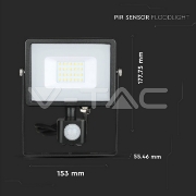 Imagine Proiector LED SMD 20W 6400K IP65 cu senzor de mișcare V-TAC Negru