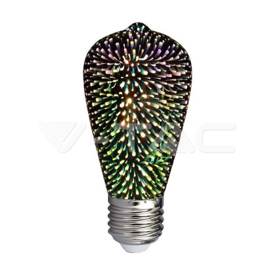 Imagine Bec LED ST64 E27 3W cu filament 3000K alb cald model 3D