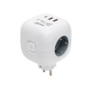 Imagine Distribuitor Cub cu Comutator, 3 Prize 16A 250V, 2x USB-A, 1x USB-C