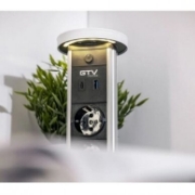Imagine Priză încorporabilă în mobilier Camino 2x Schuko, USB-A, USB-C, Inducție, cablu 1.5 m, negru, GTV