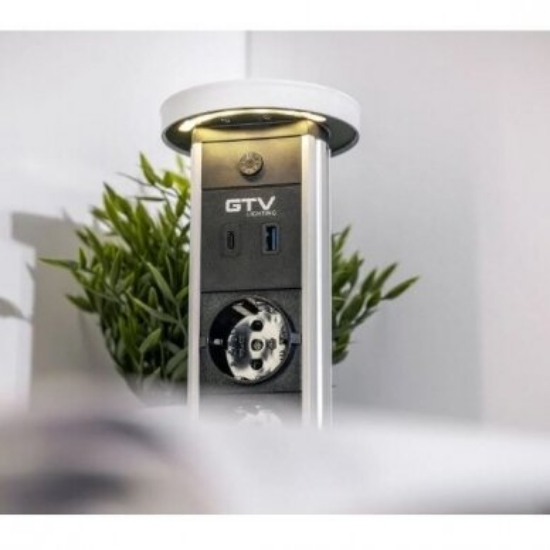 Imagine Priză încorporabilă în mobilier Camino 2x Schuko, USB-A, USB-C, Inducție, cablu 1.5 m, negru, GTV