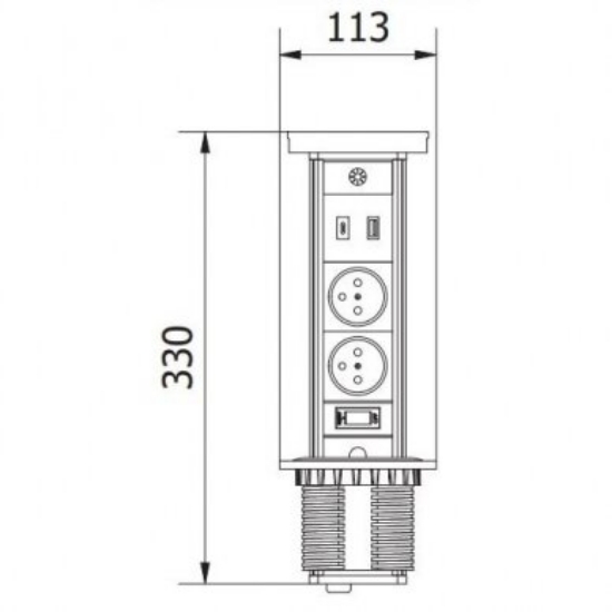 Imagine Priză încorporabilă în mobilier Camino 2x Schuko, USB-A, USB-C, Inducție, cablu 1.5 m, negru, GTV