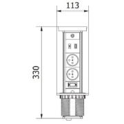 Imagine Priză încorporabilă în mobilier Camino 2x Schuko, USB-A, USB-C, Inducție, cablu 1.5 m, negru, GTV