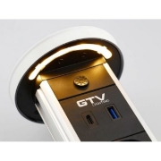 Imagine Priză încorporabilă în mobilier Camino 2x Schuko, USB-A, USB-C, Inducție, cablu 1.5 m, negru, GTV