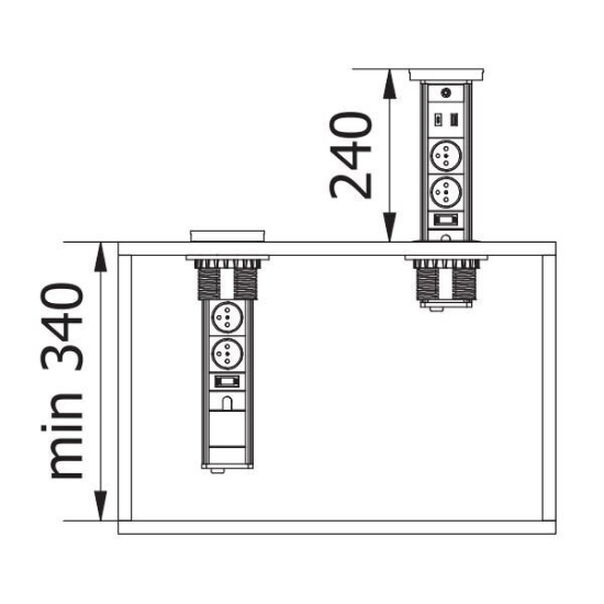 Imagine Priză încorporabilă în mobilier Camino 2x Schuko, USB-A, USB-C, Inducție, cablu 1.5 m, negru, GTV