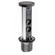 Imagine Priză încorporabilă în mobilier Camino 2x Schuko, USB-A, USB-C, Inducție, cablu 1.5 m, negru, GTV