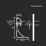 Imagine Profil aluminiu pentru bandă LED 2m 60mm x 36mm