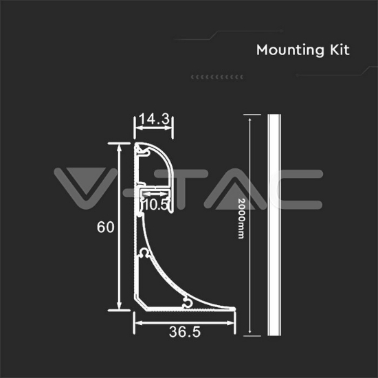Imagine Profil aluminiu pentru bandă LED 2m 60mm x 36mm