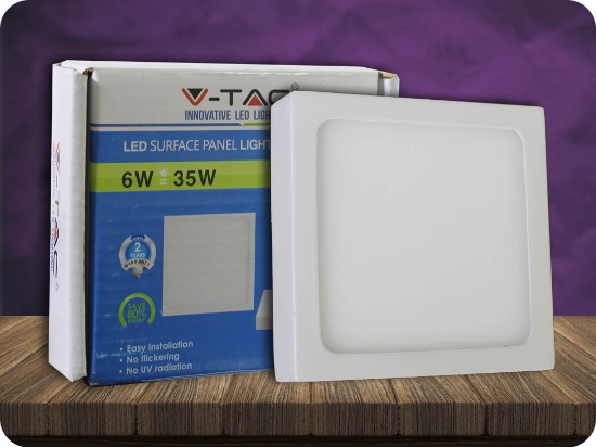 Imagine Panou LED 6W Montaj la Suprafață Premium Pătrat Alb Natural