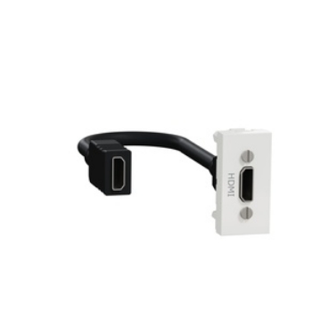 Arată detalii pentru Priză HDMI precablată 1 modul Schneider Noua Unica, alb Imagine Priză HDMI precablată 1 modul Schneider Noua Unica, alb