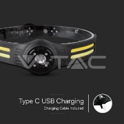 Imagine Lanternă frontală LED 3W + 5W COB IP43 cu încărcare tip C