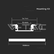 Imagine Profil Aluminiu pentru Bandă LED 2m 24,7mm x 7mm Alb