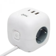 Imagine Distribuitor cub cu comutator, 3 prize 16A 250V, 1,5m, 2xUSB-A, 1xUSB-C