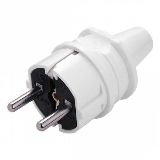 Imagine Fișă bipolara, stecher Schuko cu împământare, plastic alb VI-41 - Viko