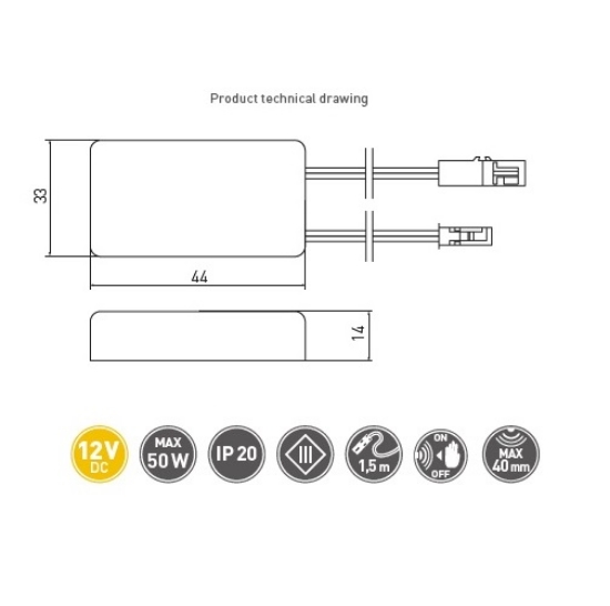 Imagine Comutator Tactil 12V 50W Cablu 15cm