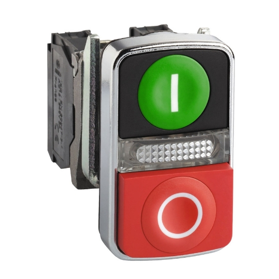 Imagine Buton dublu cu LED alb, 1NC + 1NO, 230-240V, Schneider Electric
