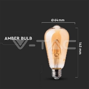 Imagine Bec LED ST64 E27 6W cu filament 2200K model Edison