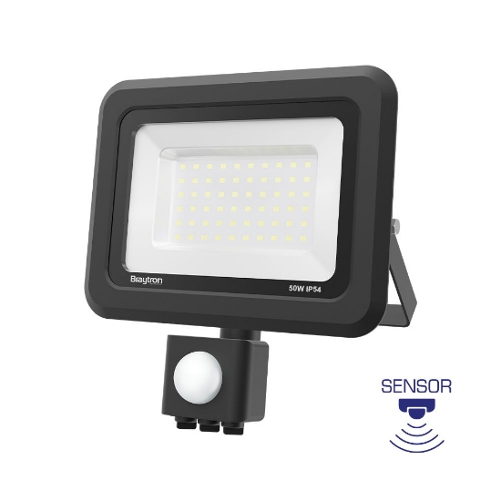 Imagine Proiector LED Slim 50W 6500K cu Senzor IP54 Negru