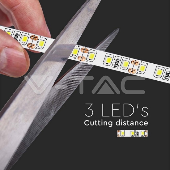 Imagine Bandă LED V-TAC 12V 3528 120LED/8W/M IP20 4500K 5M Rola