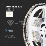 Imagine Bandă LED V-TAC 12V 3528 120LED/8W/M IP20 4500K 5M Rola