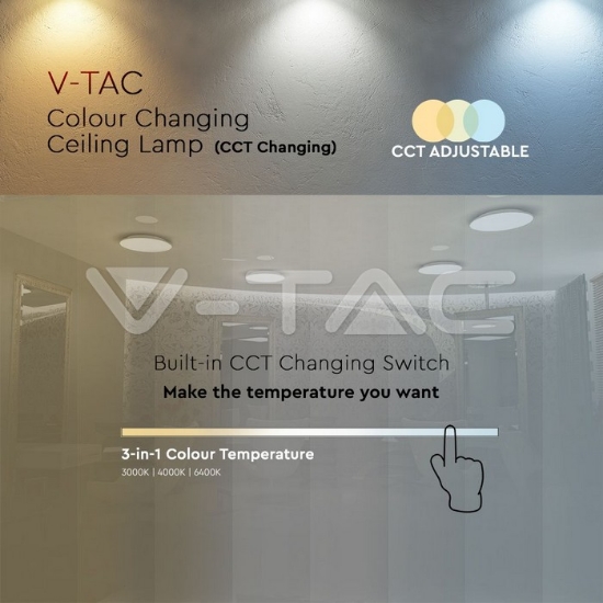 Imagine Plafonieră LED V-TAC 18W cu temperatură de culoare interschimbabilă