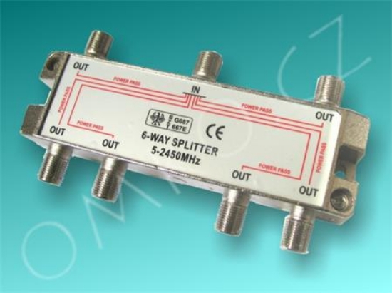 Imagine Splitter 6 căi Power Pass 5-2450 MHz
