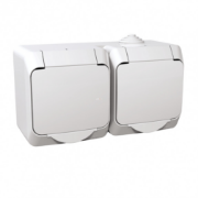 Imagine Priză dublă cu împământare și obturatoare Cedar Plus alb 16A, Schneider