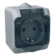 Imagine Priză simplă cu capac albastru, IP44, 16A, Cedar Plus