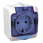 Imagine Priză simplă cu capac albastru, IP44, 16A, Cedar Plus